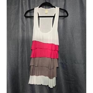 Love J White Pink Taupe‎ Tiered Sleeveless Colorblock Dress XL